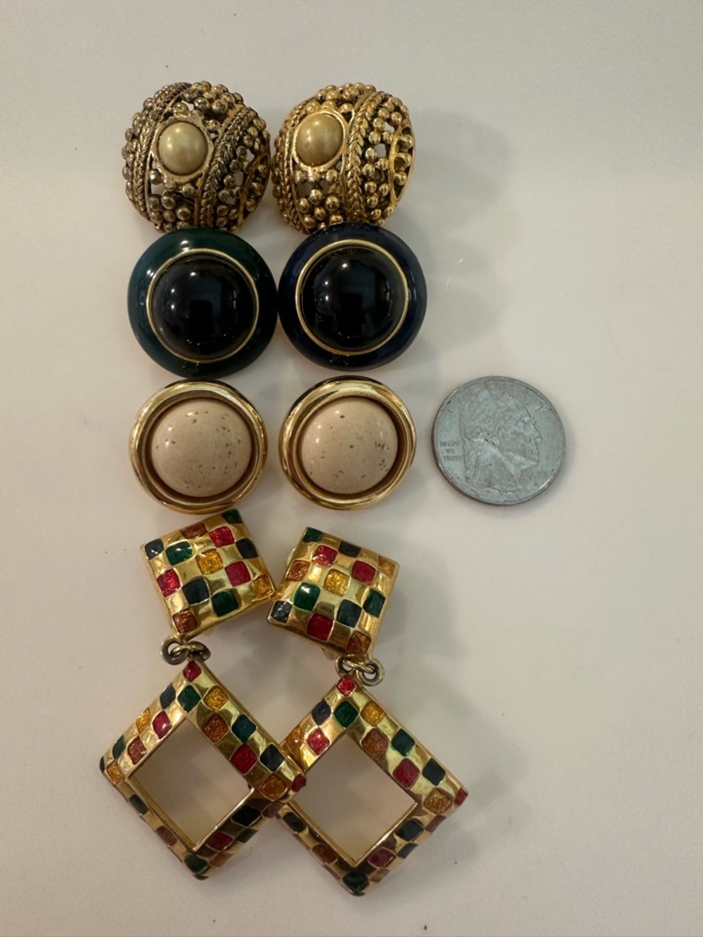 VTG Ginnie Johansen GJD 4-Pair Clip-On Earring Bundle - 80s/90s Glam - Picture 4 of 12